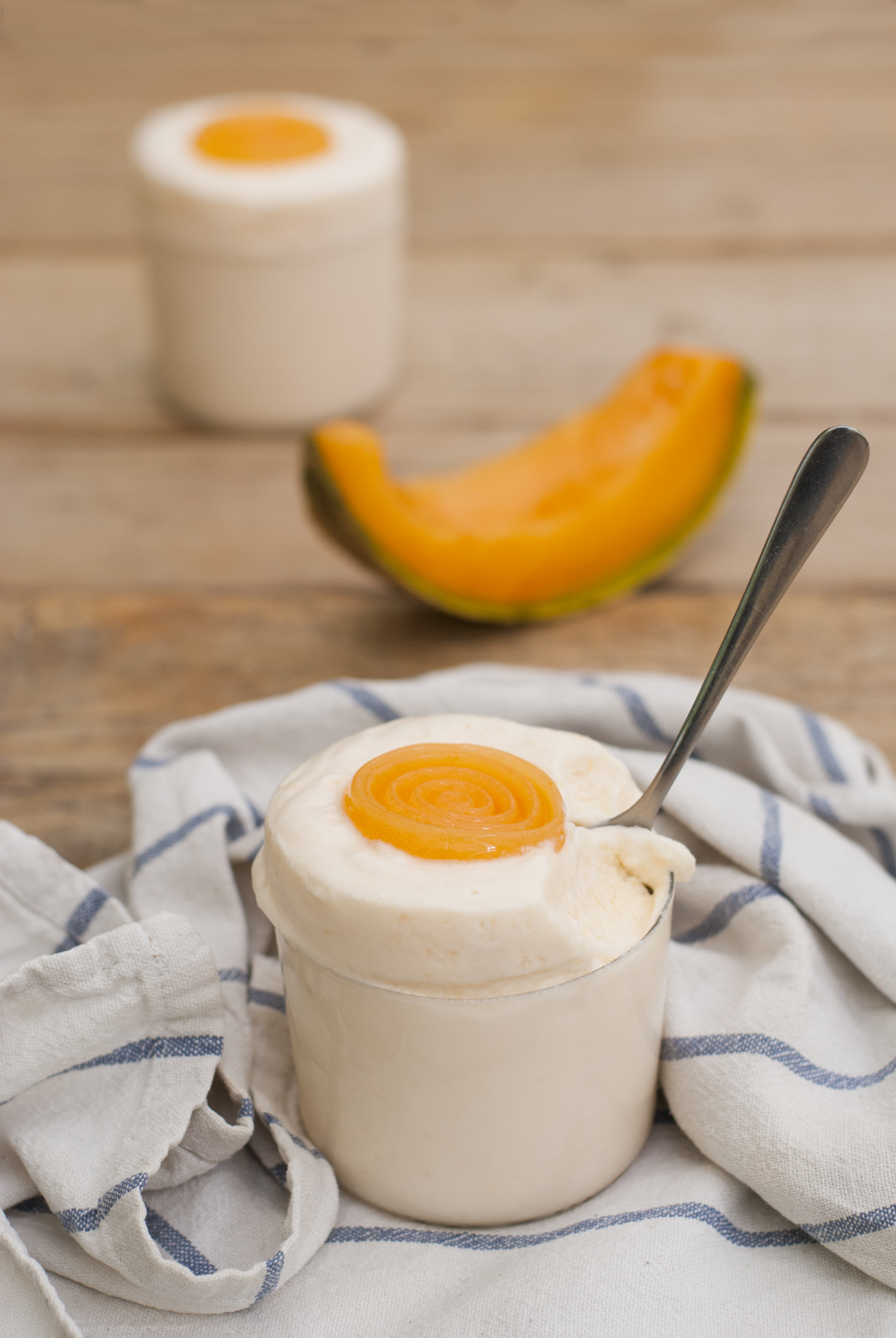 soufflé glace al melone con gelatina di melone